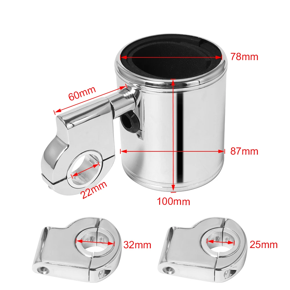 Motorcycle Universal 22/25/33mm Cup Holder Handlebar Adjustable Drink Bottle Aluminum For Harley Honda Yamaha Kawasaki Suzuki view 3