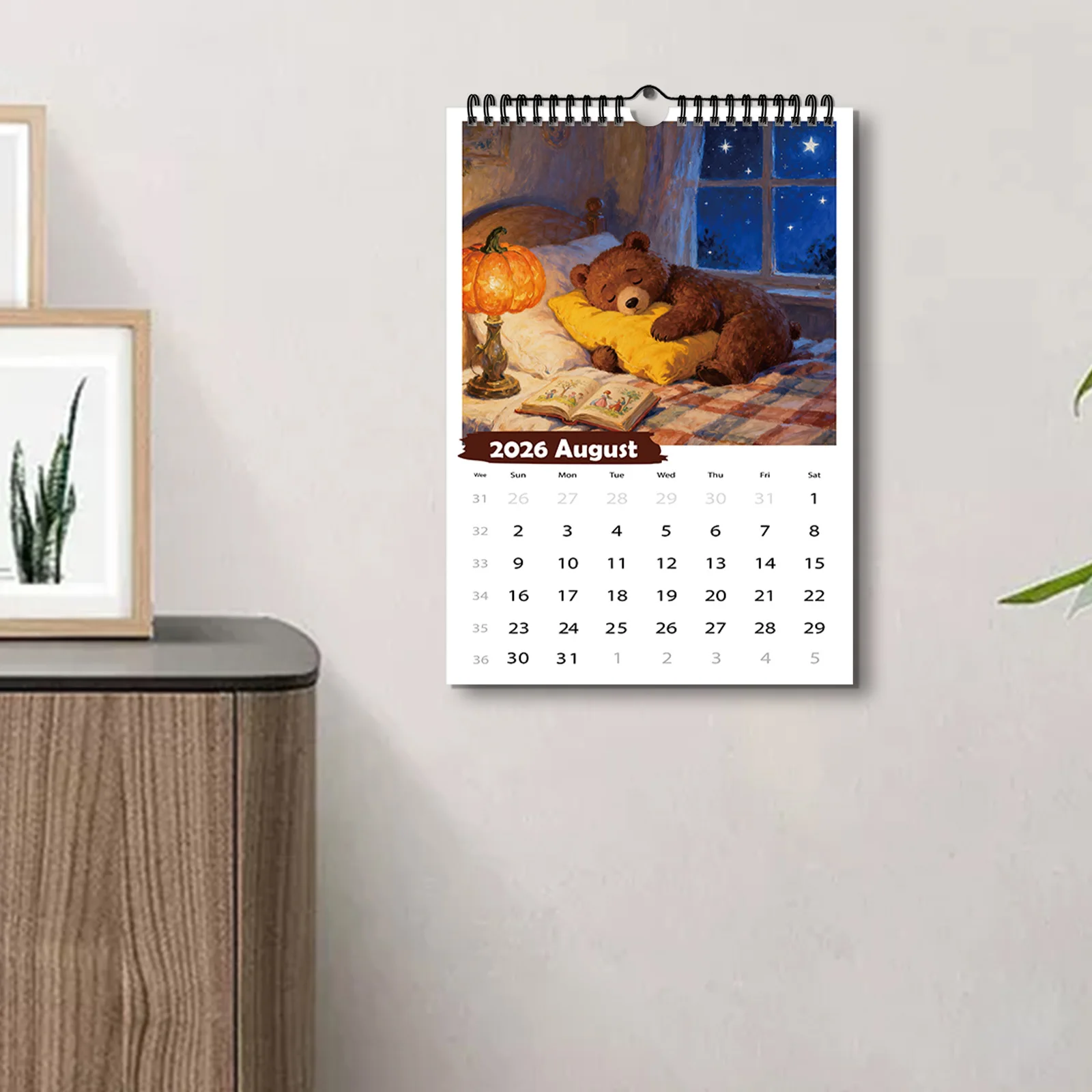 1 قطعة 2026 تقويم حائط شهري على شكل دب مضحك ، مقاس A4 ، مع 12 أنماط رائعة ، مخطط ديكور ، هدية مثالية لعيد الميلاد والعام الجديد