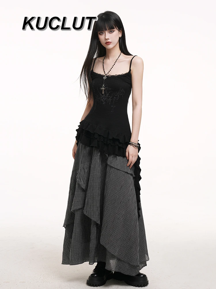 Streetweat Style Irregular Ladies Long Skirt Design Sense Niche Fashion Elegant Casual Women's Casul Skirts 2025 New Summer