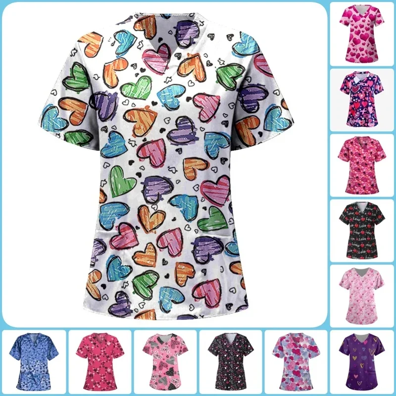VShort-sleeved medical uniformTWomen's shirt with pockets clinical workwear for hospitals and beauty salons