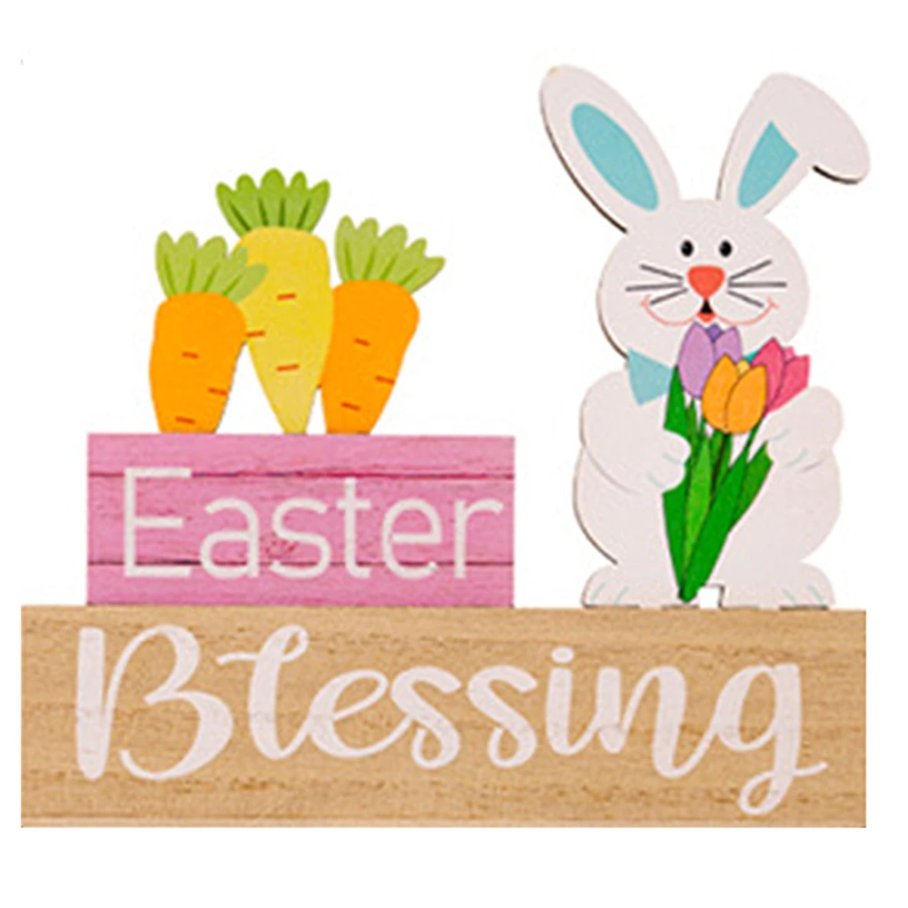 Ester Bunny Decorations Wooden Gnomes Crafts Figurines Standing Bunny Ornaments For Desk Office Home Party Happy Easter