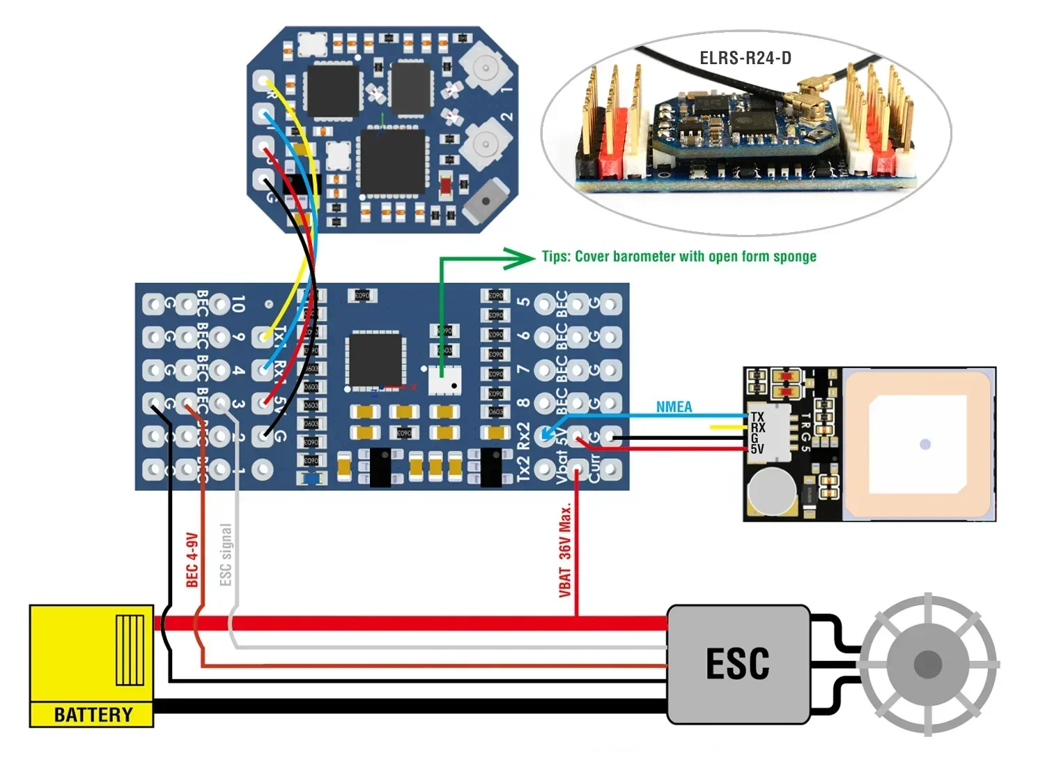 Convertisseur MATEKSYS CRSF-PWM-V10 CRSF-PWM avec variomètre sortie PWM 10CH