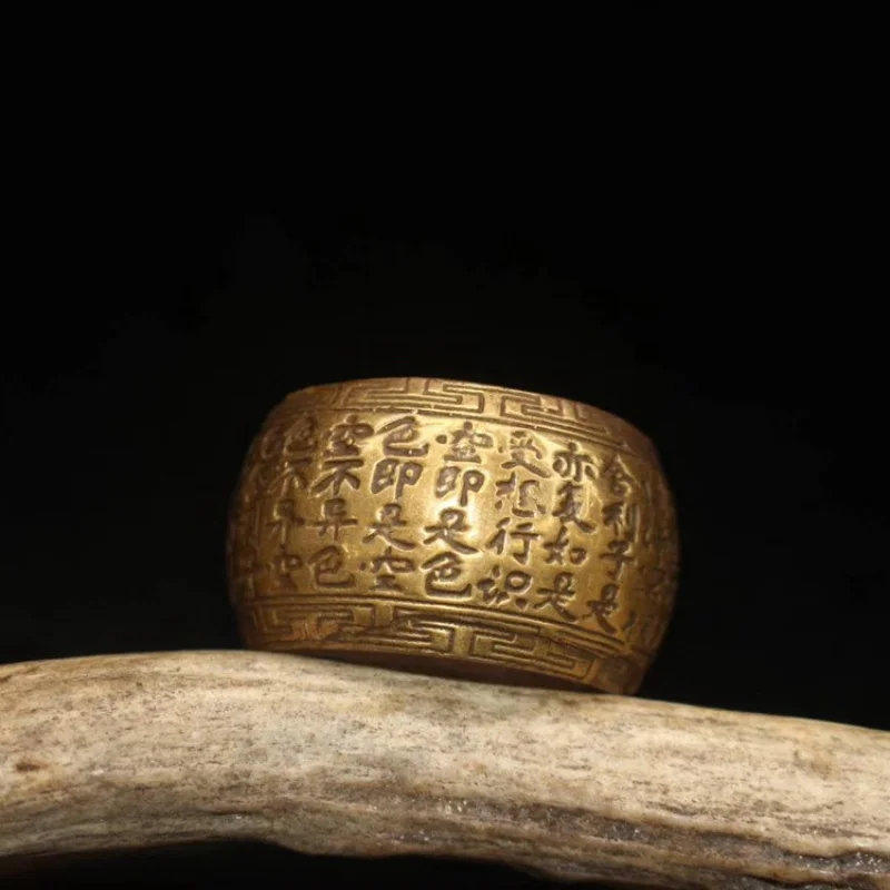 

Твердая латунь, резное сердце, сутра, кольцо, медное кольцо Священного Писания, медное кольцо, кулон, изысканный медный обруч, микрорезьба, антикварная медная посуда