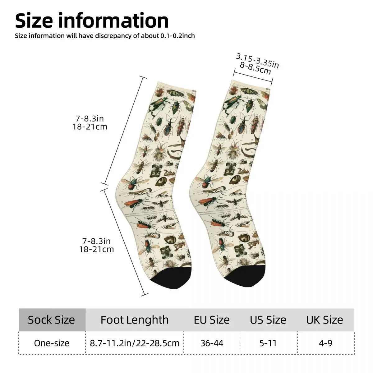 Insects Socks Harajuku High Quality Stockings All Season Long Socks Accessories for Unisex Christmas Gifts