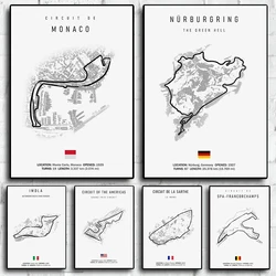 Formel 1 Imola Monaco Track Circuit Leinwand Malerei F1 Wand kunst Nordic Poster ästhetische Motorsport Rennen Home Dekoration Bild