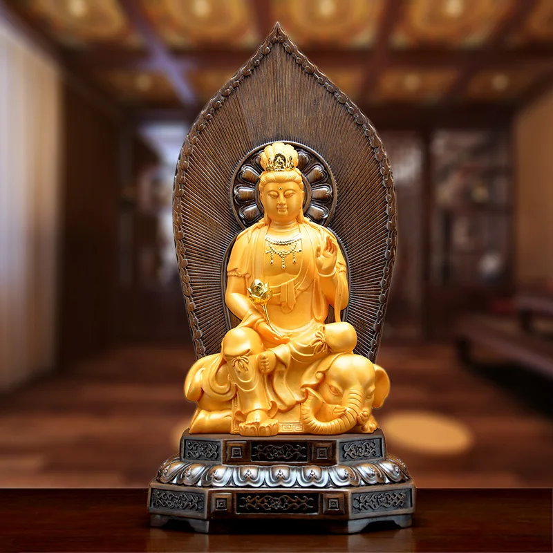 HOT SALE 34CM large # Greco-Buddhist HOME OFFICE Southeast Asia Thailand GOLDEN elephant GUAN YIN Buddha statue