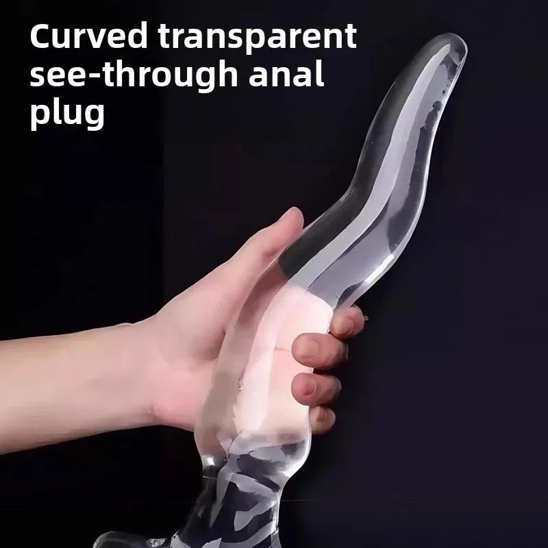 False Dildo Transparent Curved Silicone Metal Anal Plug Safe Bottom G-spot Adult Sex Toy Male and Female Anal Plug Back Massager view 2