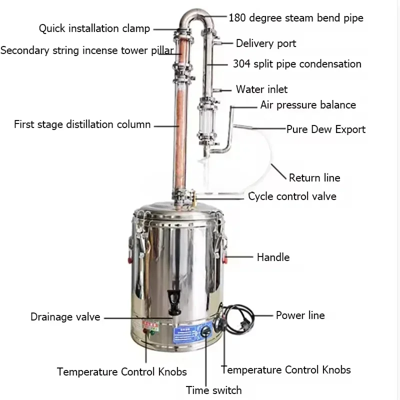 Distillation Steam Distillation Equipment Distiller Extractor Essential Oil Extractor Glass Hot sales