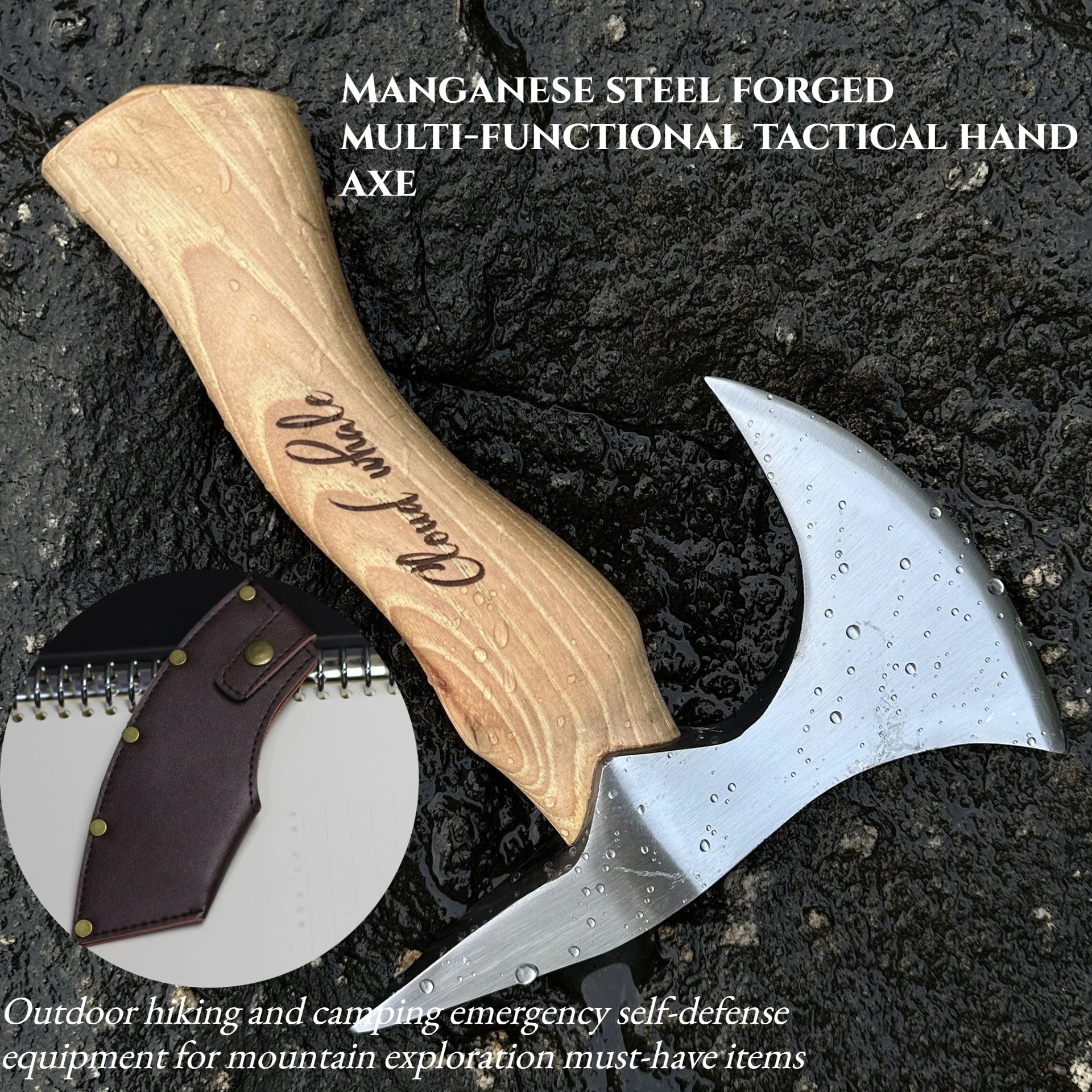 

2026 New Essential Outdoor Camping Manganese Steel T-actical Axe Anti-slip GripChopping Trees Splitting Wood Woodworking