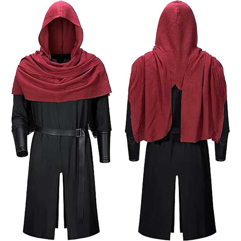 القراصنة فارس تأثيري حلي رداء شال ملابس القرون الوسطى عصر النهضة الرجال الذكور تمويه واقي للذراع هالوماس كرنفال حفلة البدلة