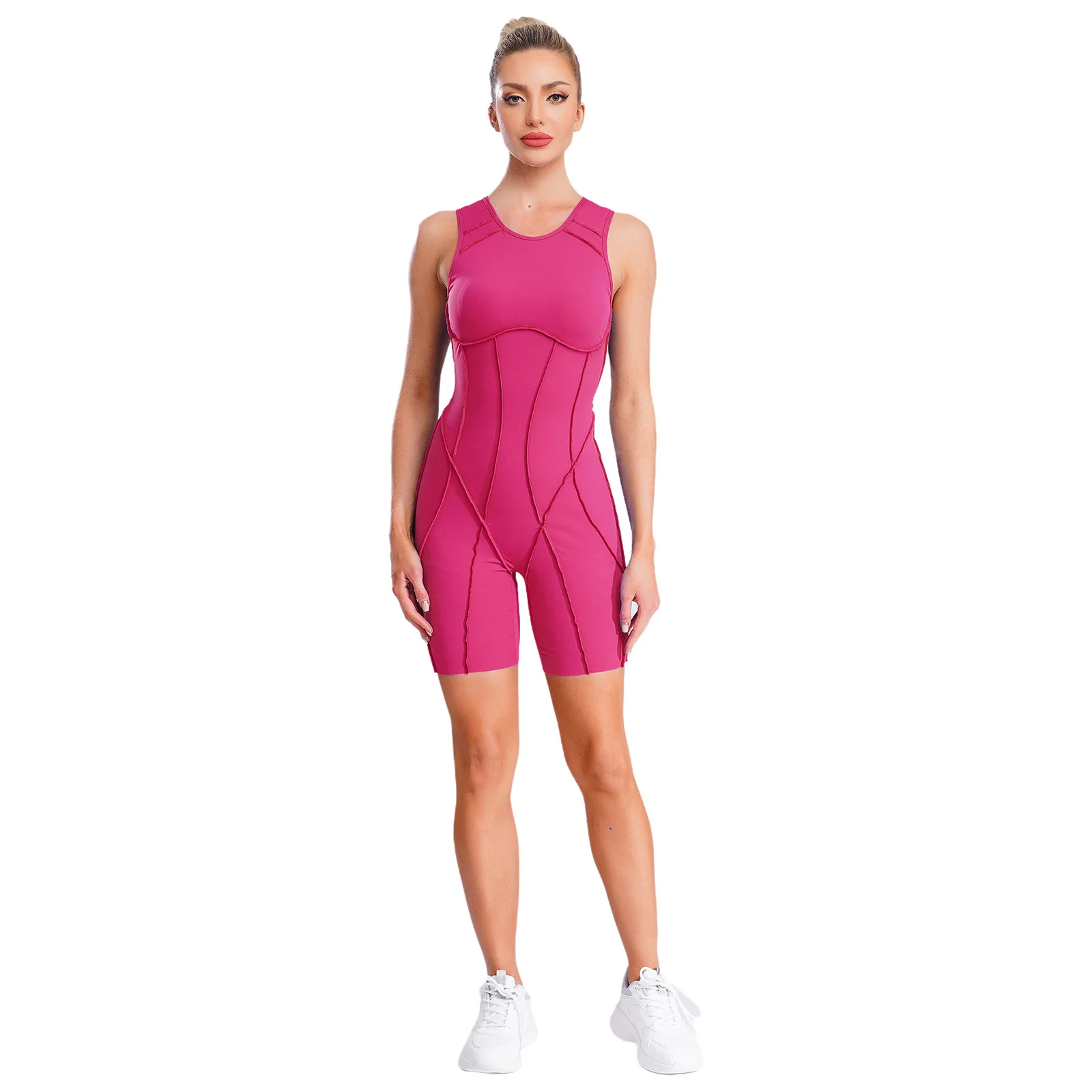 جديد إمرأة اليوغا رياضة سليم ارتداءها أكمام الظهر الجوف التدريجي الصبي السراويل ضغط السروال القصير بذلة زي ملابس رياضية ملابس السباحة #3