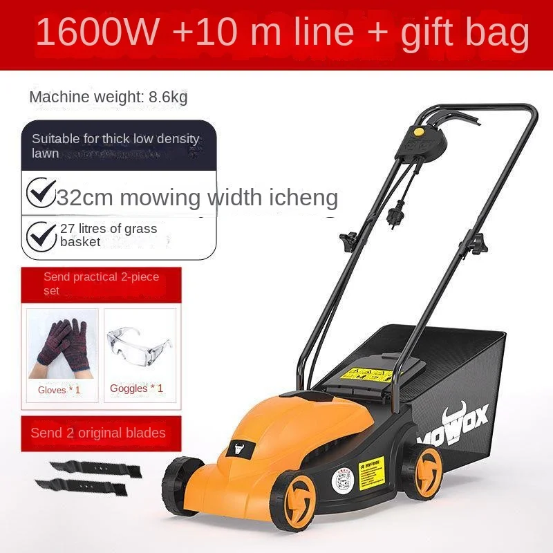 ZC 220V Electric Mower Small Household Hand Push Weeding Machine Lawn Pruning Machine Plug-in