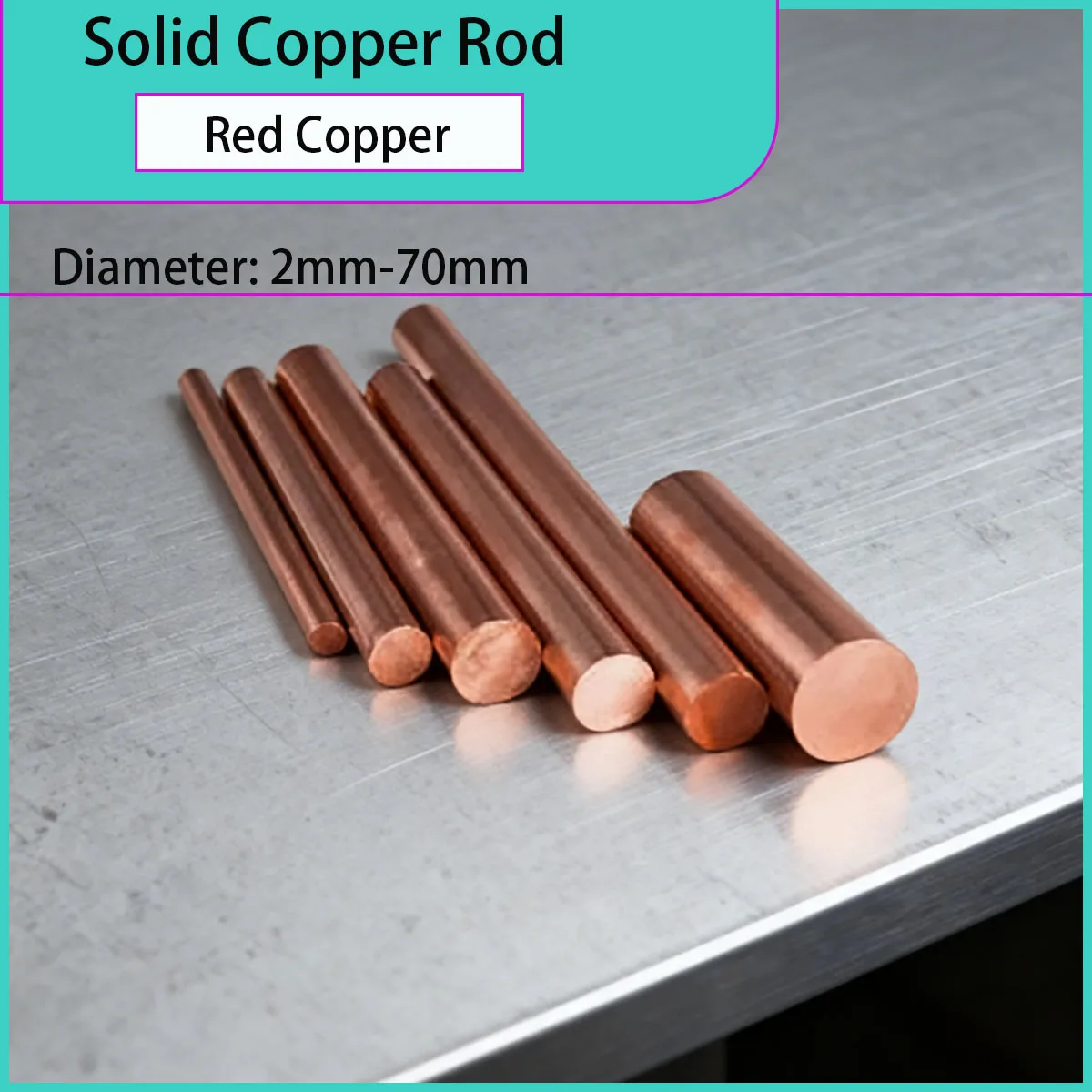 

High Purity Purple/Red/Pure Copper Solid Rod 2mm-70mm Diameter Conductive Metal Rod for Electrical Industrial Craft Projects