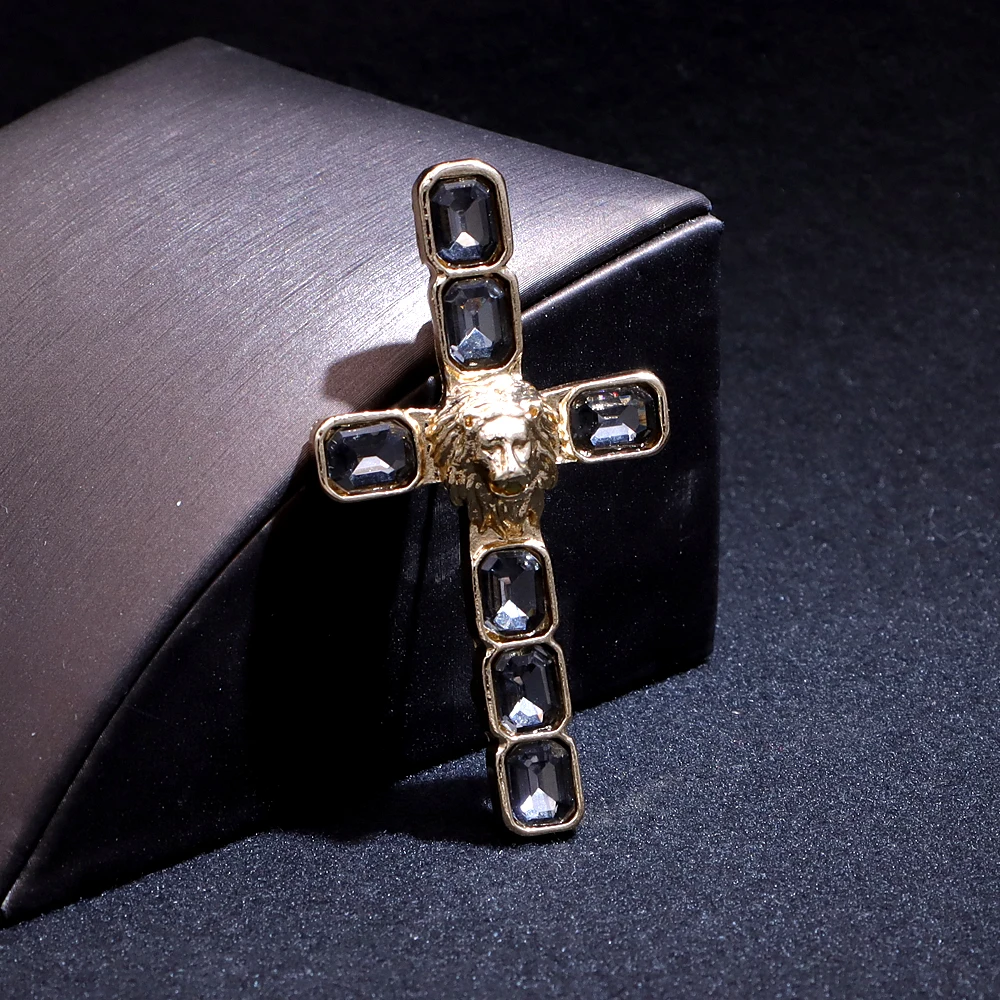 CINDY XIANG Crystal Cross Brooch 4 Colors Available