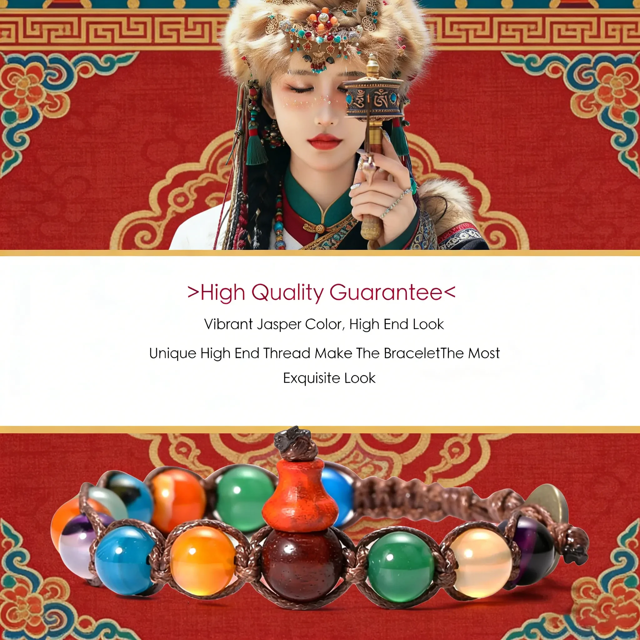 

Handmade Tibetan Buddhist Bracelet Made of Natural Stone Suitable for Both Men and Women Adjustable Size Friendship Jewelry Gift