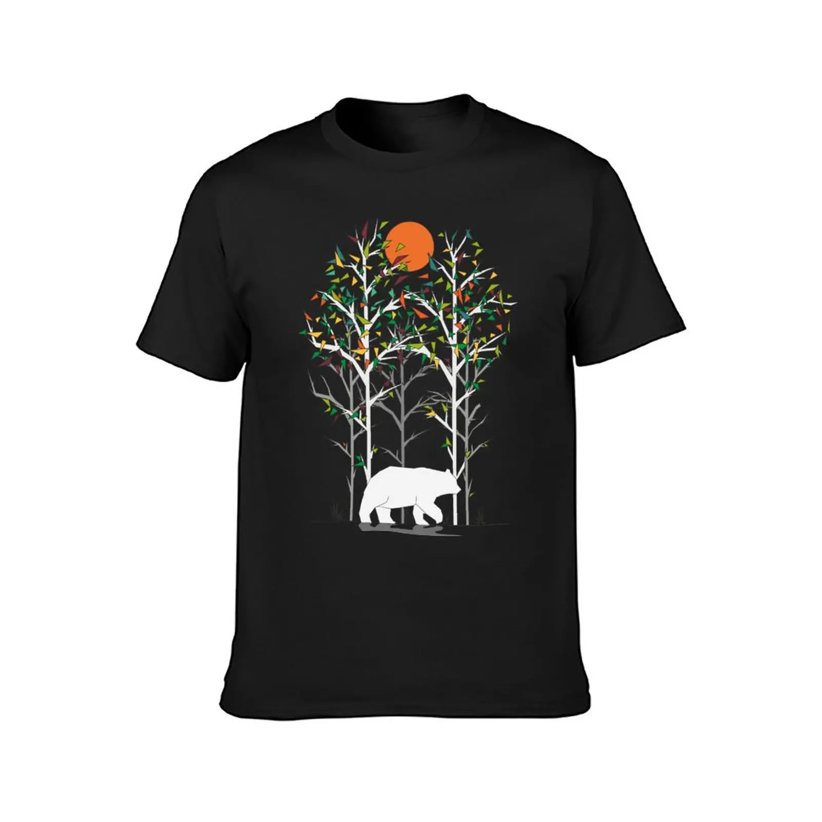 White bear walking geometric nature art T-Shirt quick-drying blacks customs mens graphic t-shirts