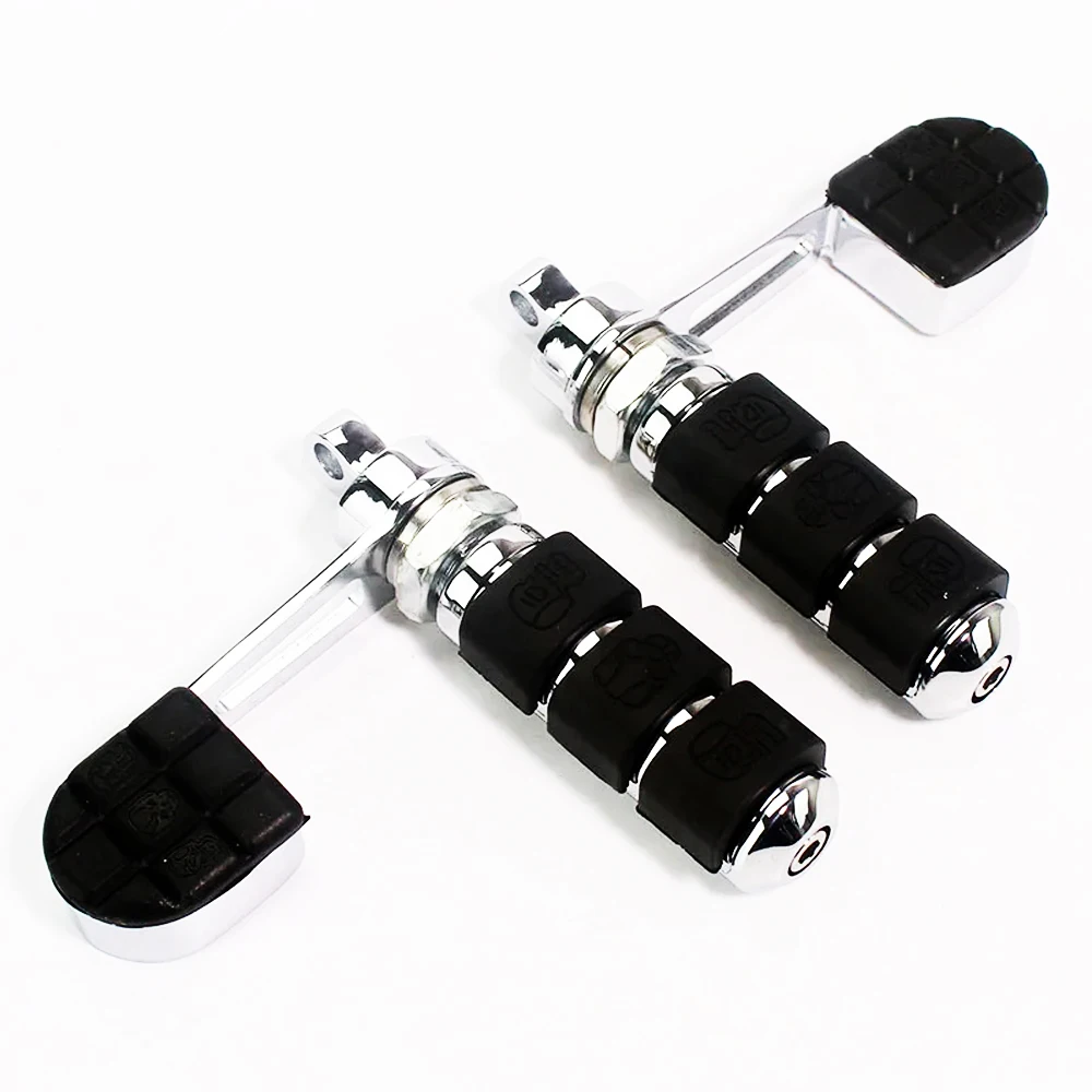 Chrome Skull Anti-Vibe Foot Pegs Male Mount Heel Rest For Harley Davidson DYNA FXDF FAT BOB FXDC FXDX Sportster XL Softail