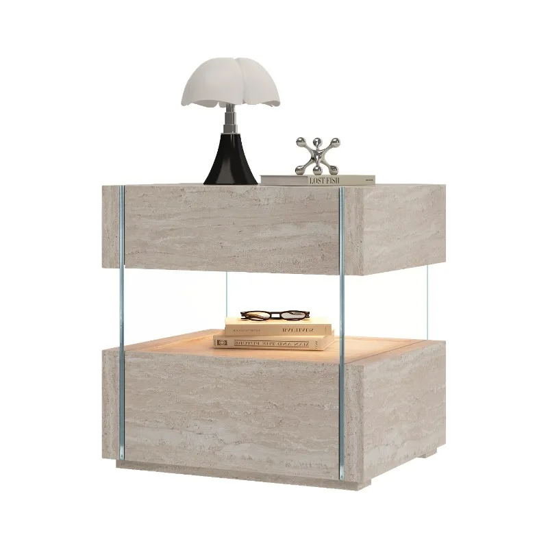 

Medieval French bedside table Nordic style suspended bedside table bedroom glass