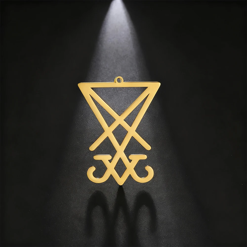 5-teiliges Leviathan-Kreuz Sigil des Luzifer Anhänger-Set Satanisches Okkultes Edelstahl Gotisches Amulett-Schmuckset für Männer – Detail 5
