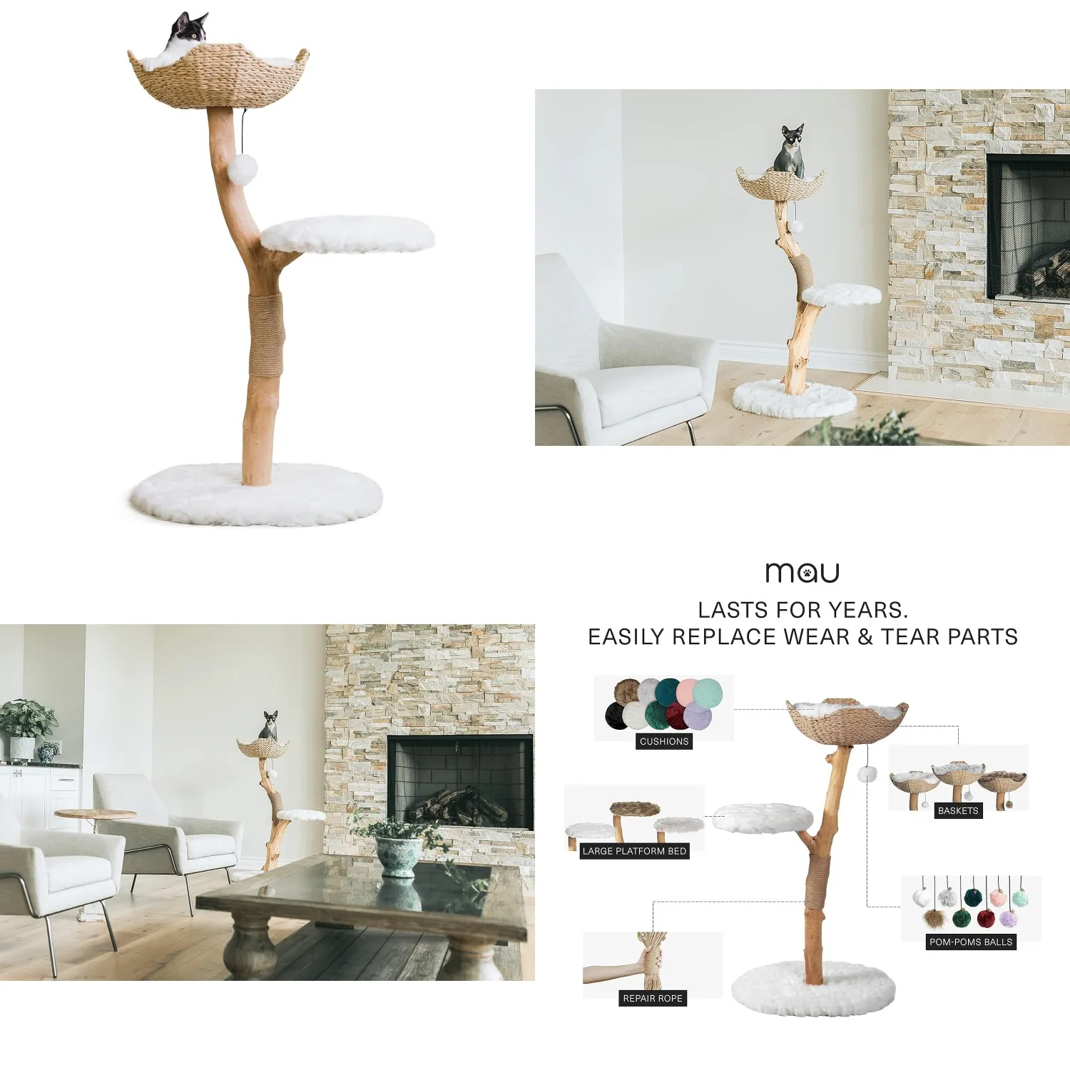 

Белый кошачий комплекс Uni, 43 дюйма в высоту, 27 фунтов, на заказ