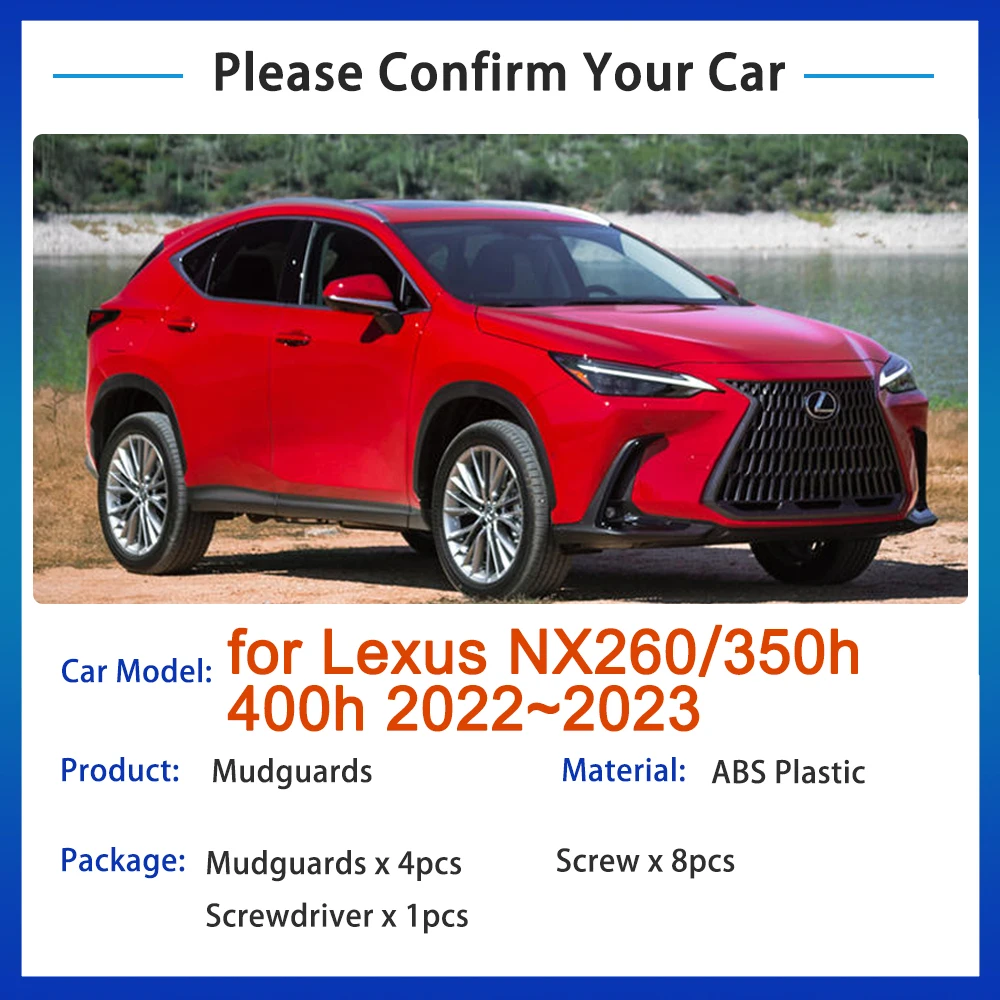 4x Mudguards for Lexus NX NX260 350h 400h 2022~2023 Mud Front Rear Wheel Fender Mudflap Anti-splash 4Pcs Car Styling Accessories