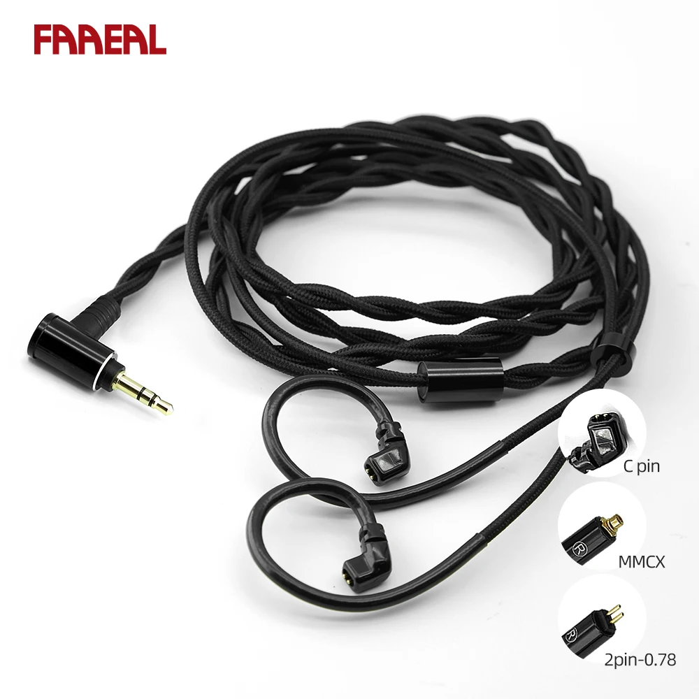 FAAEAL Replacement Cable QDC/MMCX/2Pin 0.78mm Earphone Wire 2.5/3.5/4.4mm Headphone Upgrade Line For KZ ZSN PRO TRN Shure SE315