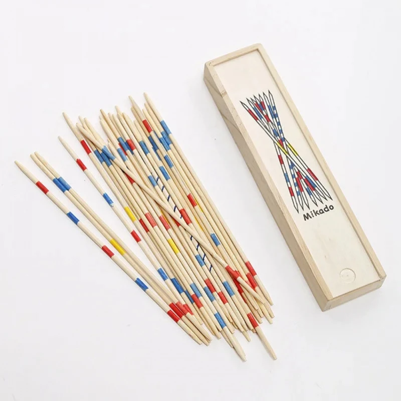 Classic Wooden Pick Up Sticks Game 31 Pcs Traditional Mikado Spiel Fun Desktop Toy Adults Kids Interactive Toy