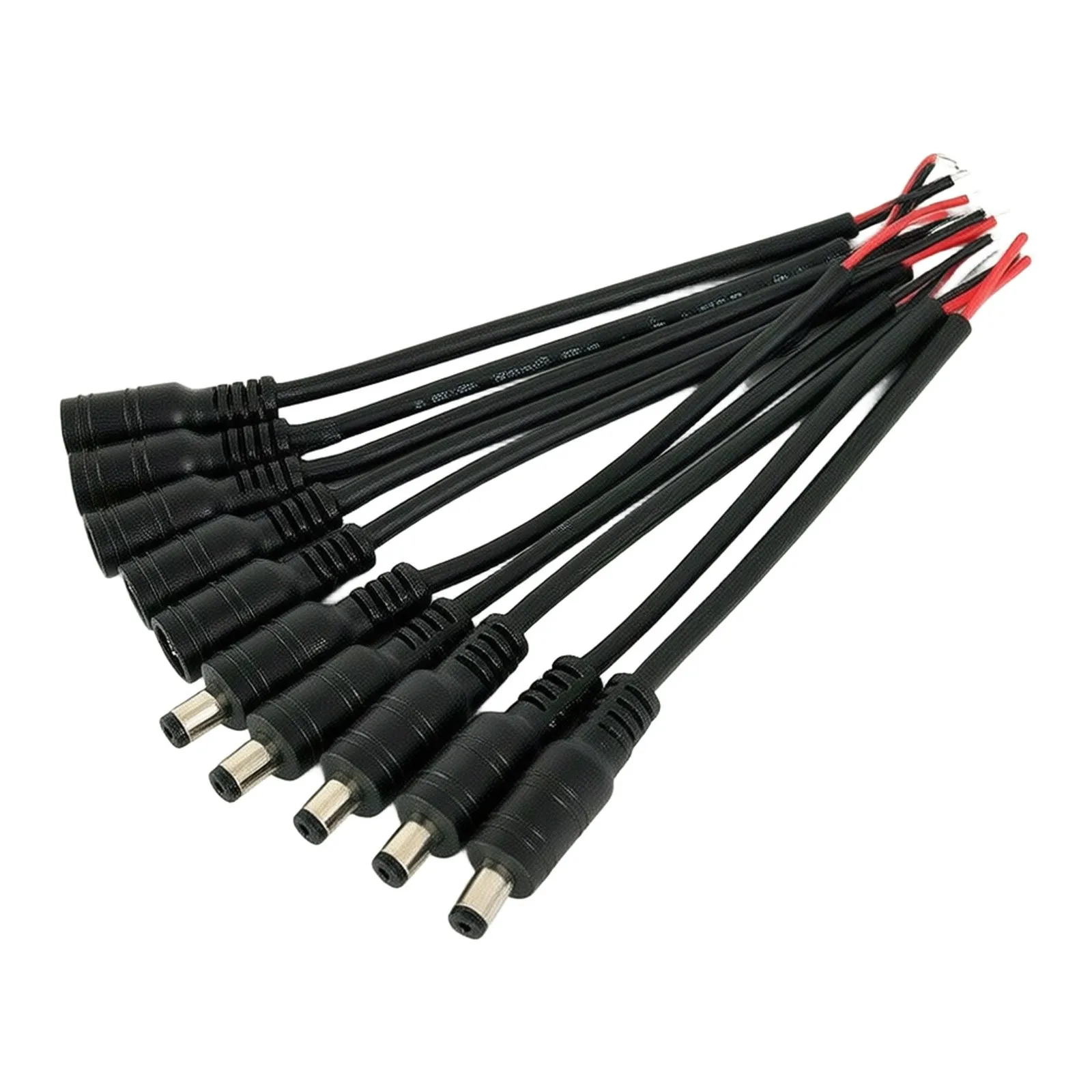 5 Pairs of DC Power Adapter Cable Kit 12V Male Female Jack Connector for LED Strip Light and for cctv Surveillance Camera