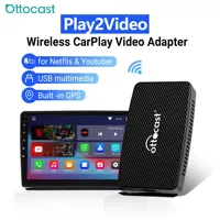 OTTOCAST Play2Video Wireless CarPlay Wireless Android Auto Adapter for Youtube Netflix Video Playback Car Accessories