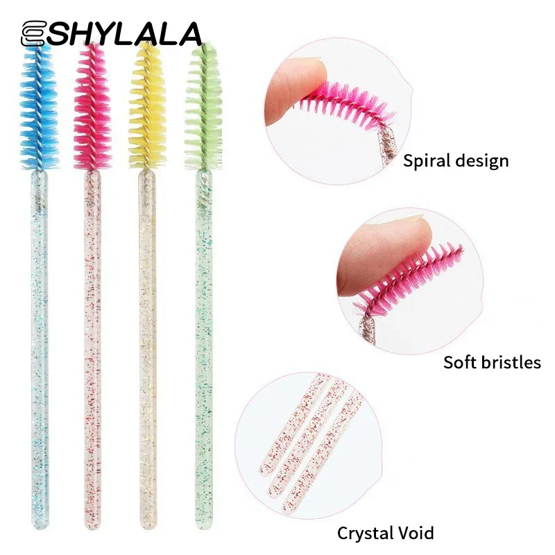 Peine desechable de cristal para pestañas, 50/100 Uds., extensión de pestañas, varitas para rímel, maquillaje profesional, herramienta de belleza