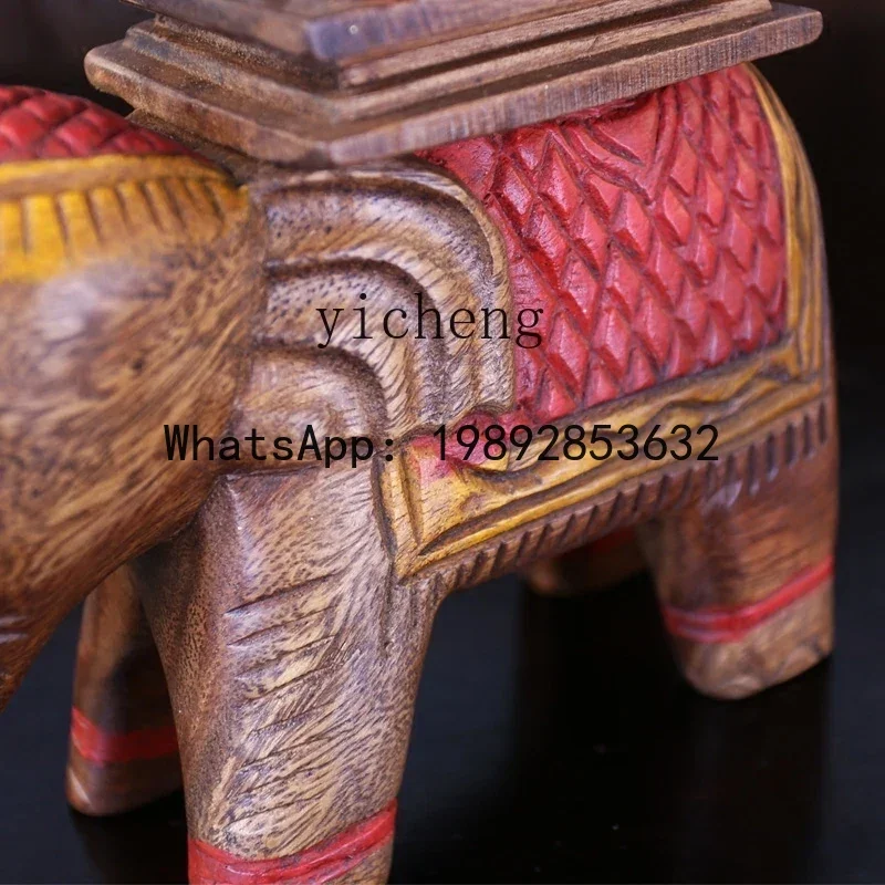 LYY Decorations Thai Wood Carving Elephant Ornaments Wind Chimes Villa Living Room Crafts