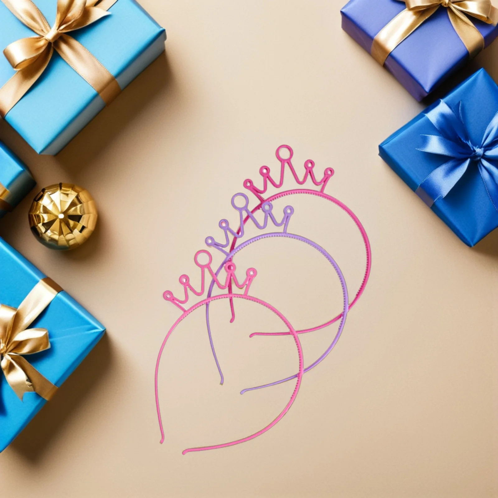 

30Pcs Princess Crown Headbands Kids Candy Color Plastic Tiara Birthday Hairbands Lightweight Party Favor Stage Use