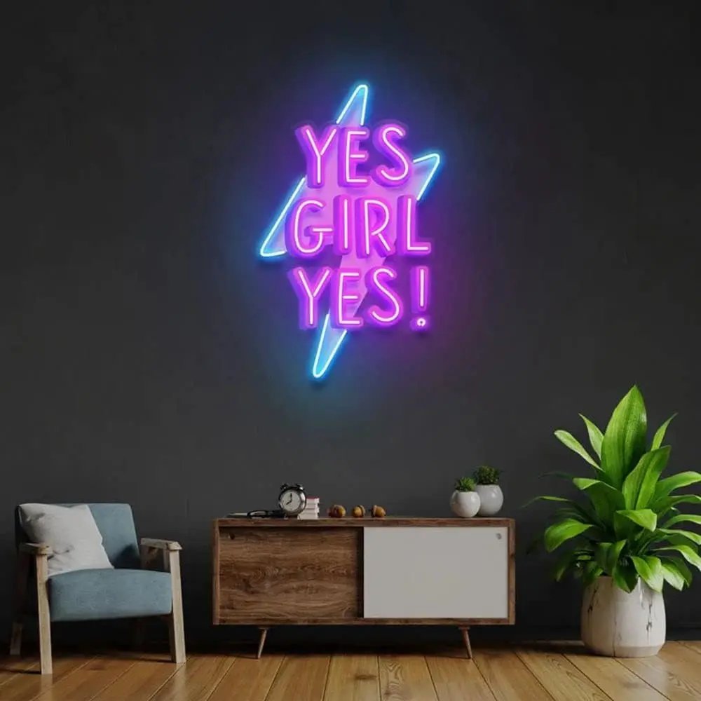 Yes Girl Yes Neon Signs For Wall Decor Personalized LED Light Up Birthday Gifts For Bedroom Birthday Valentines Party Decoration