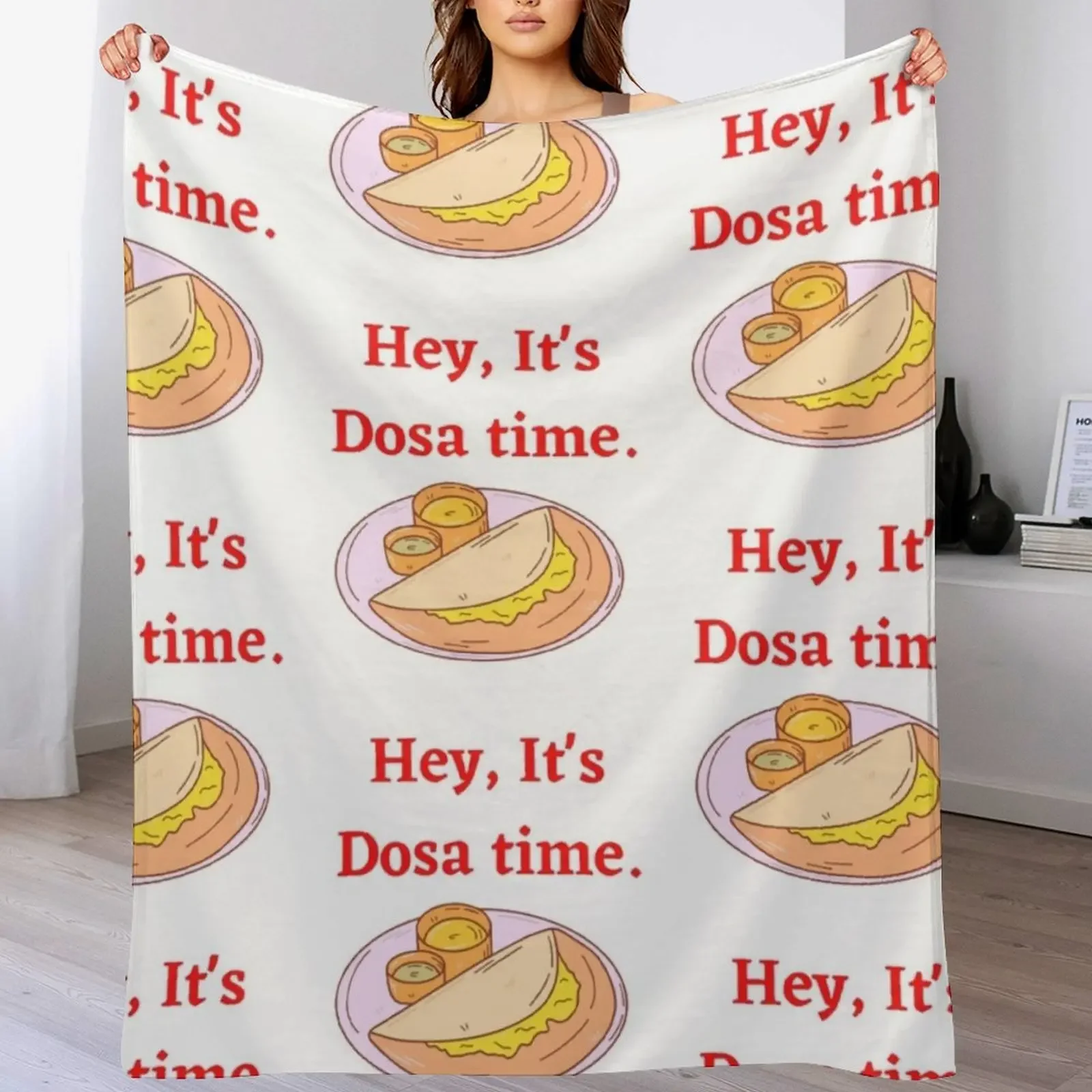 Dosa Time Tee Throw Blanket Anti Shedding Soft Fuzzy Blanket for Home
