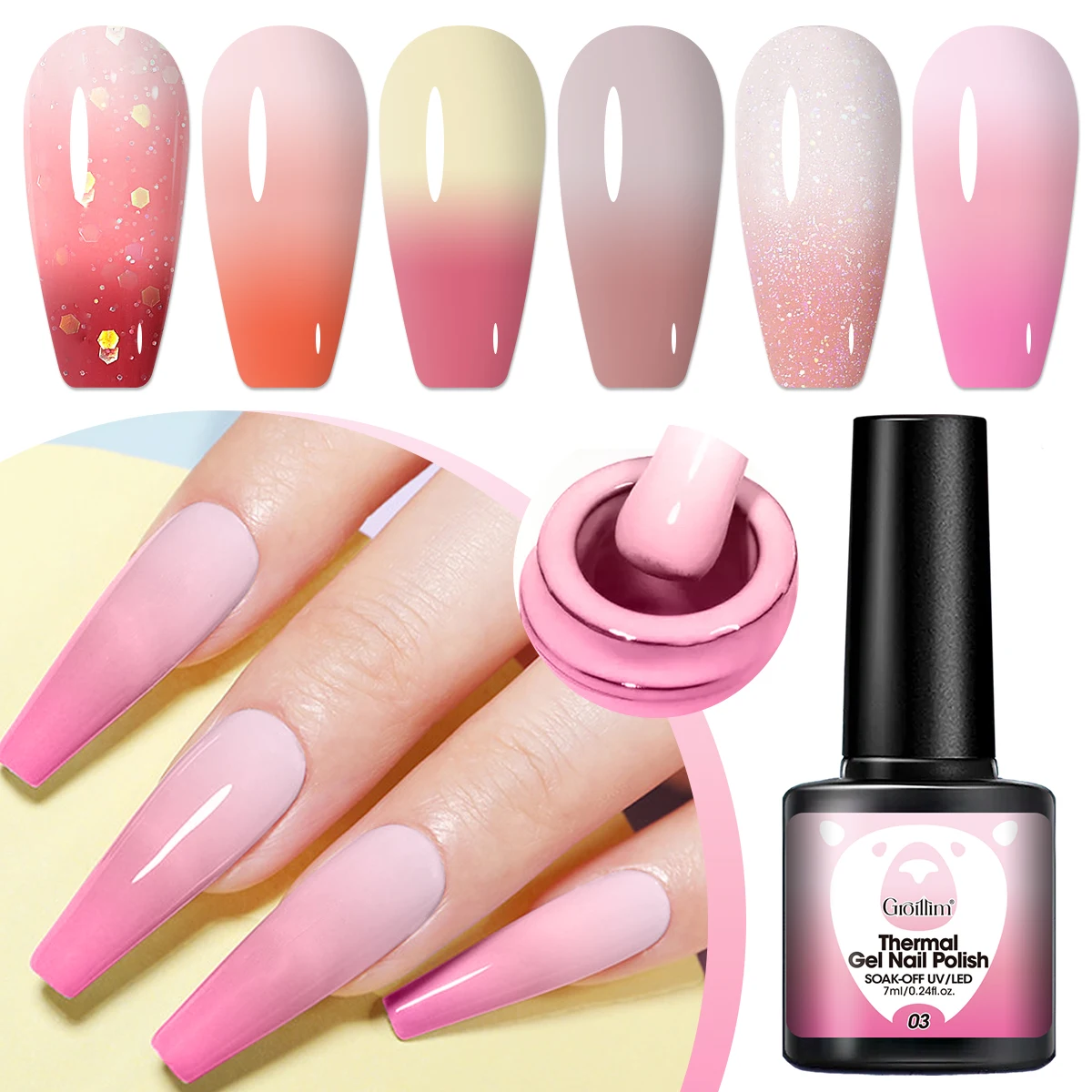 グロイリム 6ピース 温度変化で色が変わるネイルポリッシュセット - サロン体験を満喫 - サロン品質のネイルを楽しむ