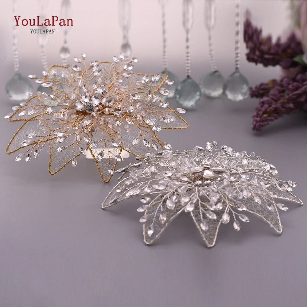 

YouLaPan Vintage Headband Wedding Hair Jewelry Bridal Crown Silver Rhinestone Wedding Tiara Feather Wedding Headpieces HP217