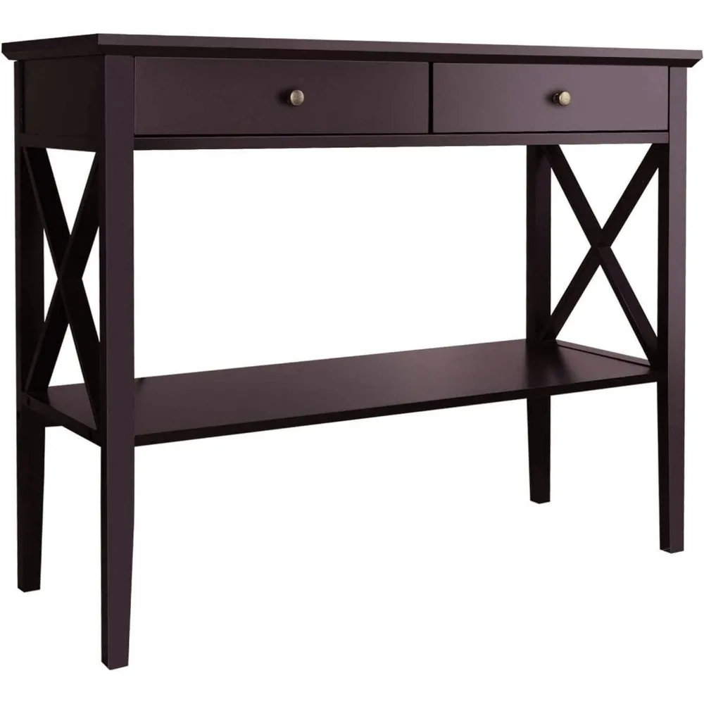 Console Table with Drawers, Narrow Wood Accent Sofa Table Entryway Table with Storage Shelf for Entryway