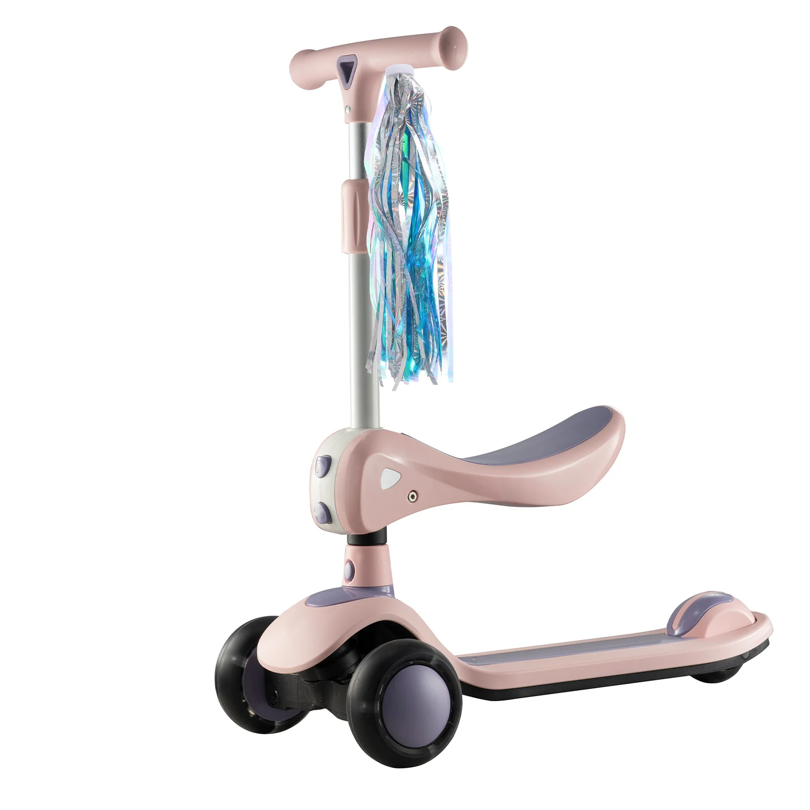 

4Pcs Tassel Ribbon Scooter Streamers PVC Handles Easy Attach for Bicycles Tricycles Fun Bike Decoration Green Silver