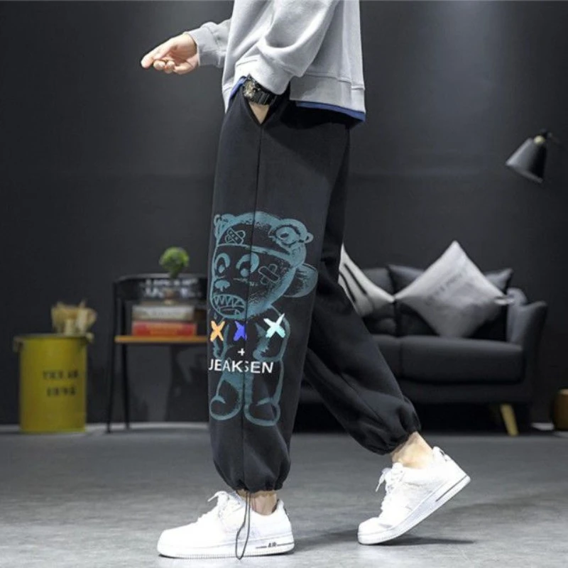 Men's Sweatpants Wide Leg Harem Male Sports Pants Graphic Retro Comfortable Tracksuit Bottoms Sweatshirt Essential Athletic 2024