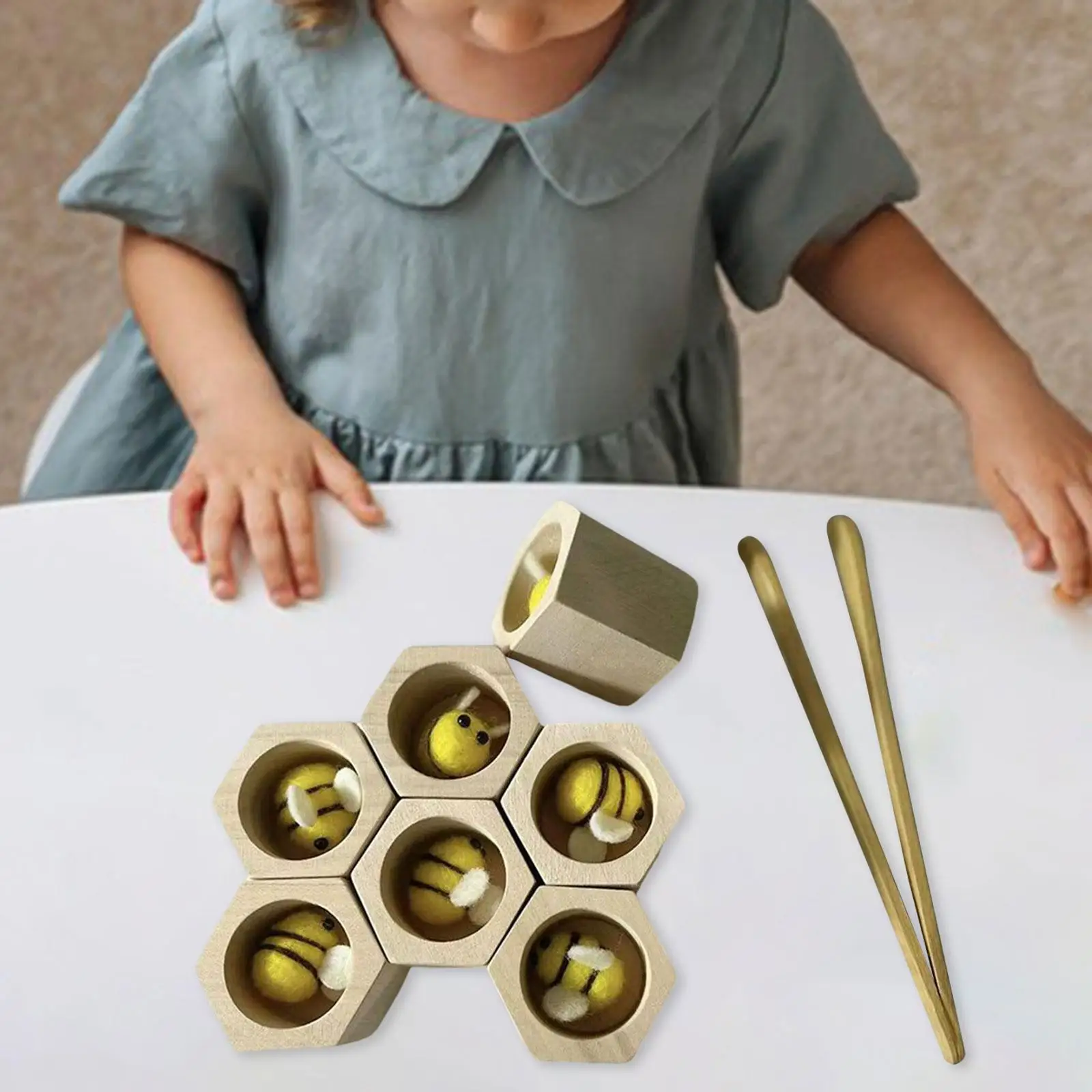 

Wooden Bees Hive Toy Montessori Toy Counting Abilities Shape Recognition