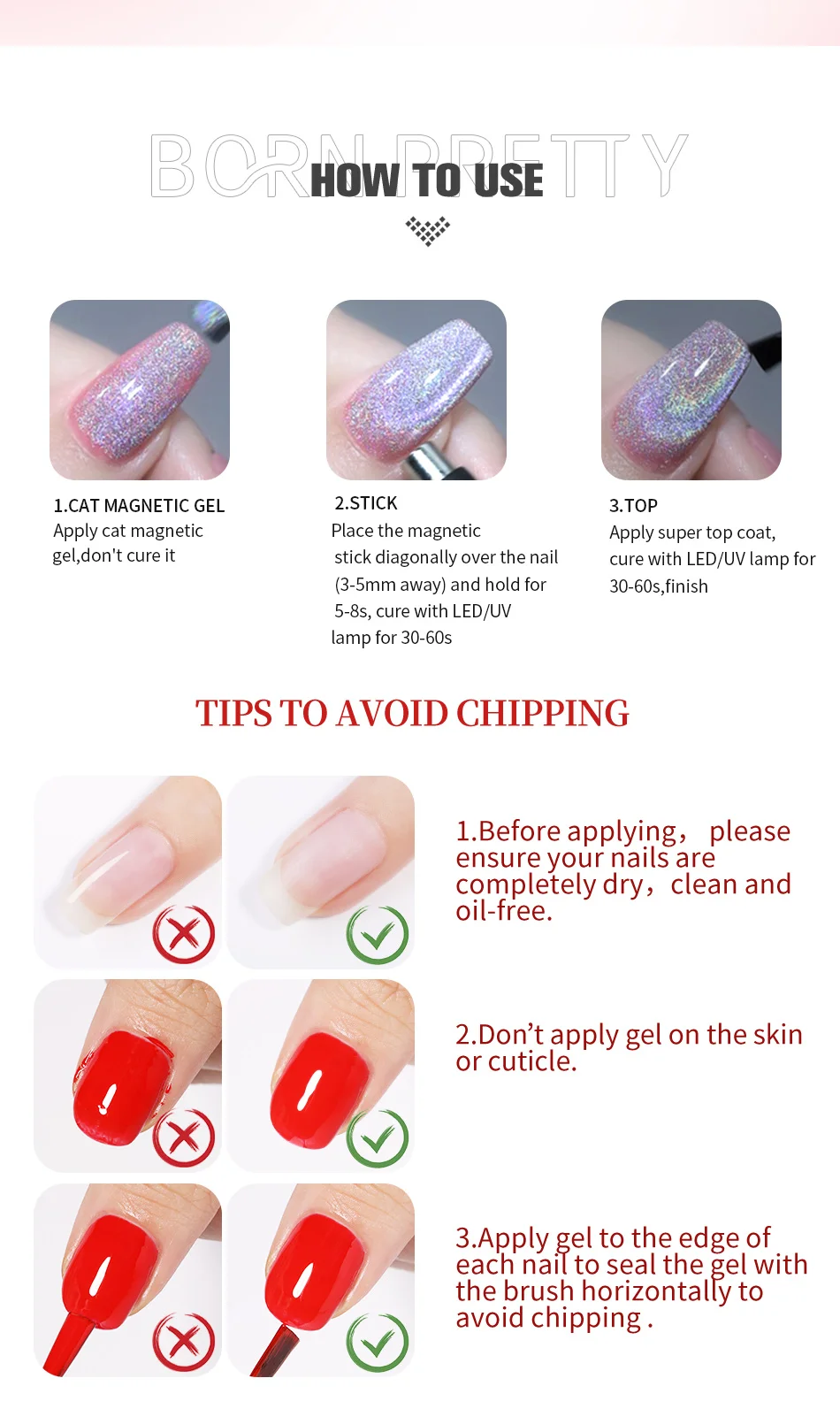 BORN PRETTY 10 ml Glitzer-Spiegel, Porzellan, weiße Katze, magnetisches Gel, semi-permanent, Soak Off UV-LED-Gel, Maniküre, Nagelkunst-Lack – Detail 4
