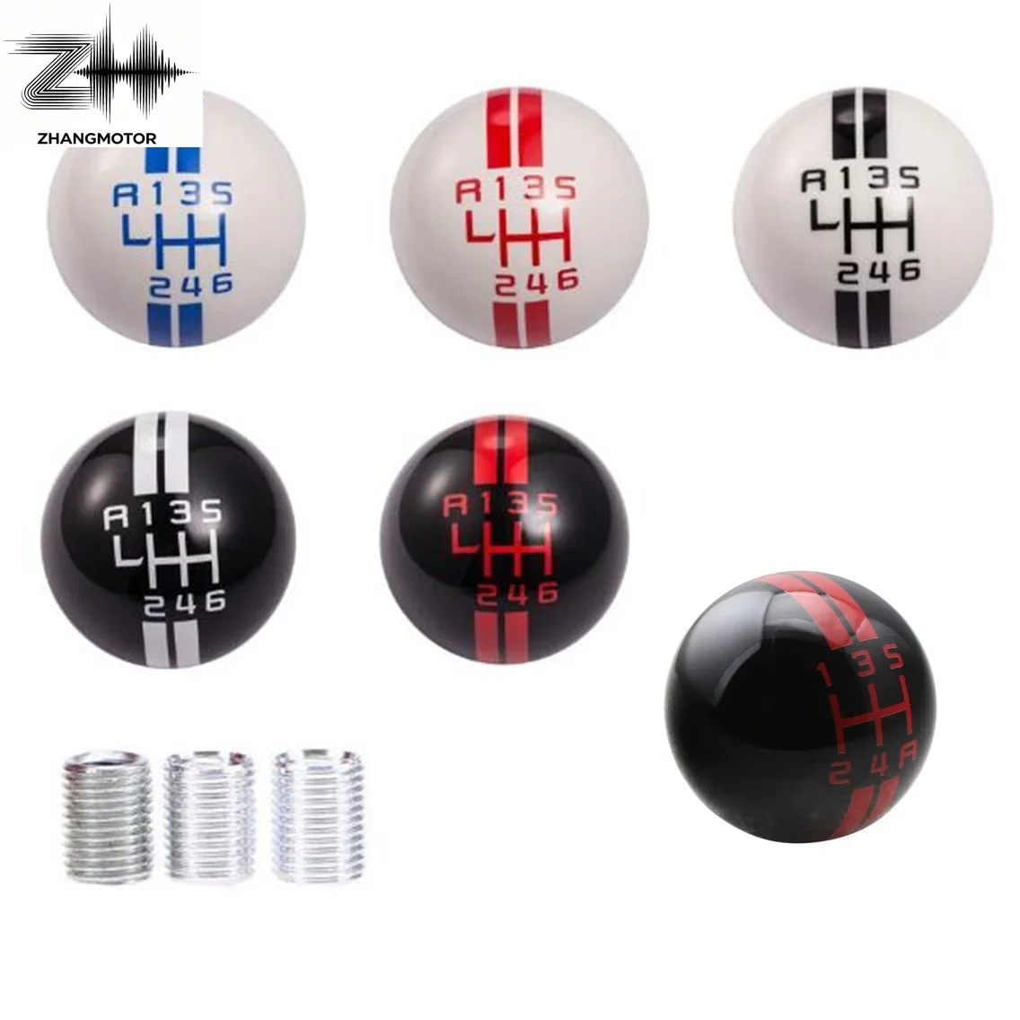 Universal Resin Ball Head Stripe Car 6 Speed Manual Gear Shift Knob Shifter Fit For Ford Mustang GT500