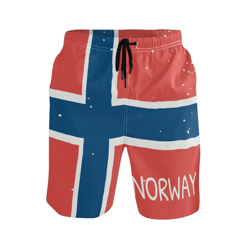 Short de plage imprimé 3D Norway Feel pour homme, séchage rapide, short de planche de surf, maillot de bain de sport, pantalon court respirant, mode