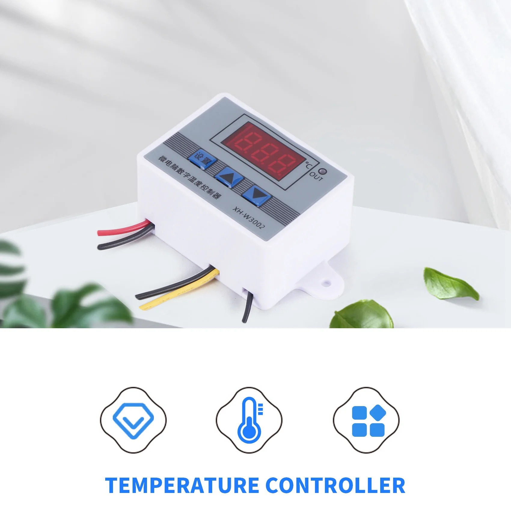 XH-W3002 Digital LED Controlador de Temperatura, 10A, Termostato, Interruptor de Controle, Sonda com Sensor Impermeável, 220V, W3002