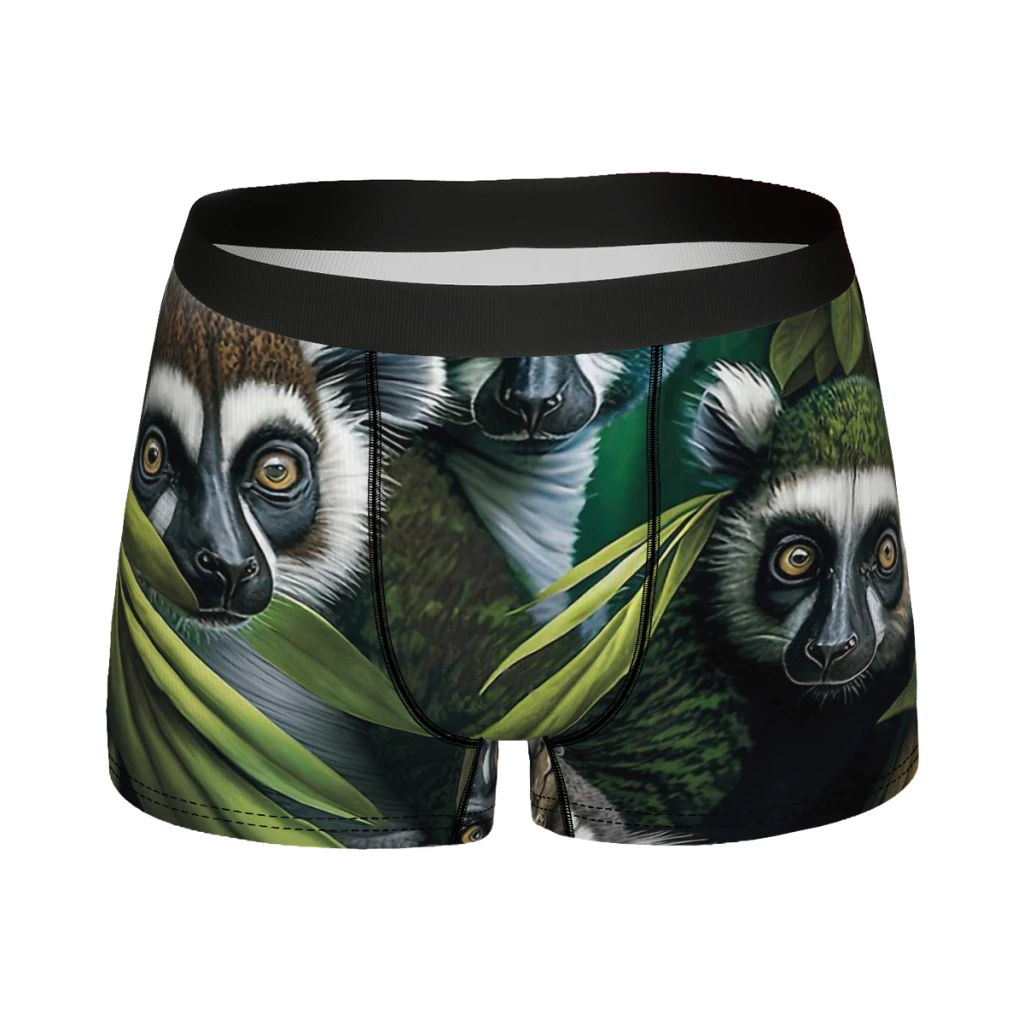 Forest Animal Playful Group Of Lemurs Underpants Cotton Panties Man Underwear Print Shorts Boxer Briefs