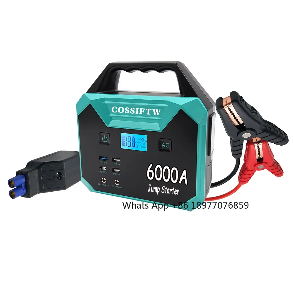 

6000A Автомобильный аккумуляторный стартер для всех газов до 12 л Дизельный мощный автомобильный стартер с двойной быстрой зарядкой через USB и выходом постоянного тока