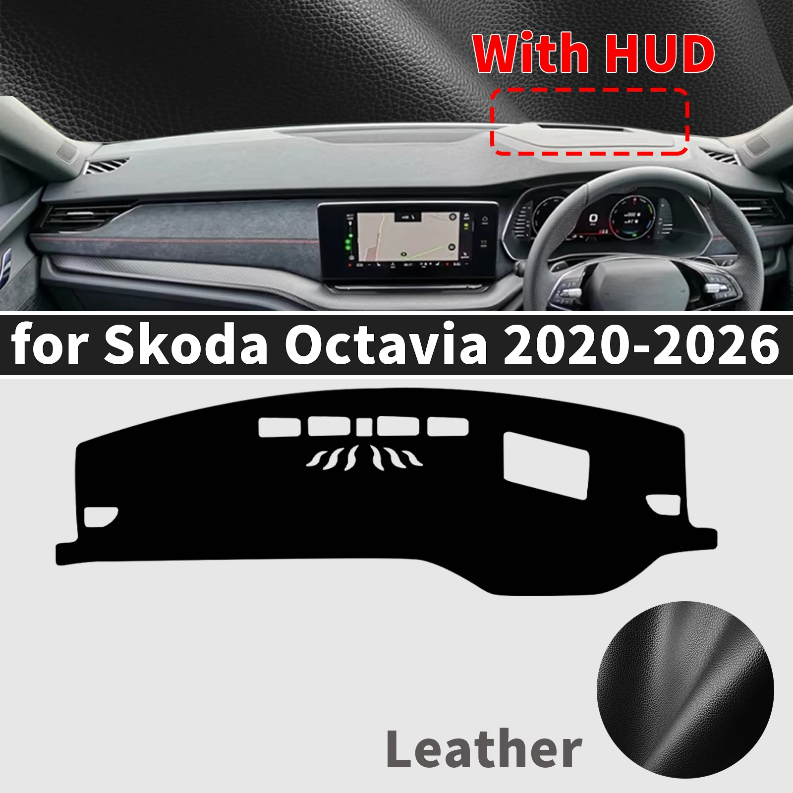 for Skoda Octavia 2026 2025-2020 ​​Dashboard Cover Mat Sunshade Anti‑Slip Dash Carpet Protector Interior Parts Accessories