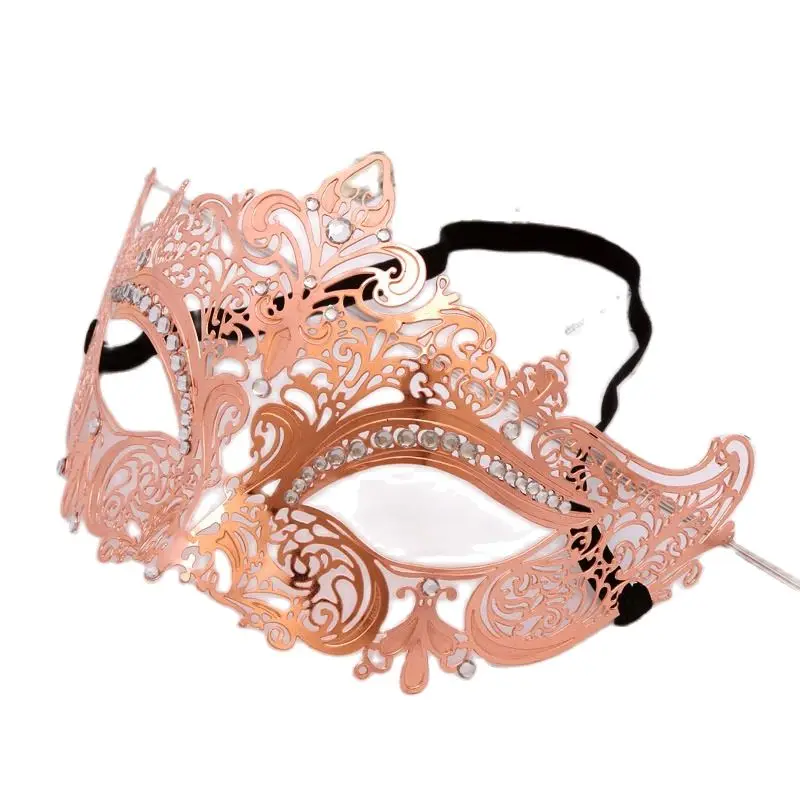 Phantom Metal Laser Cut Rose Gold Wedding Party Mask Women Crown Costume Venetian Filigree Cosplay Masquerade Masks