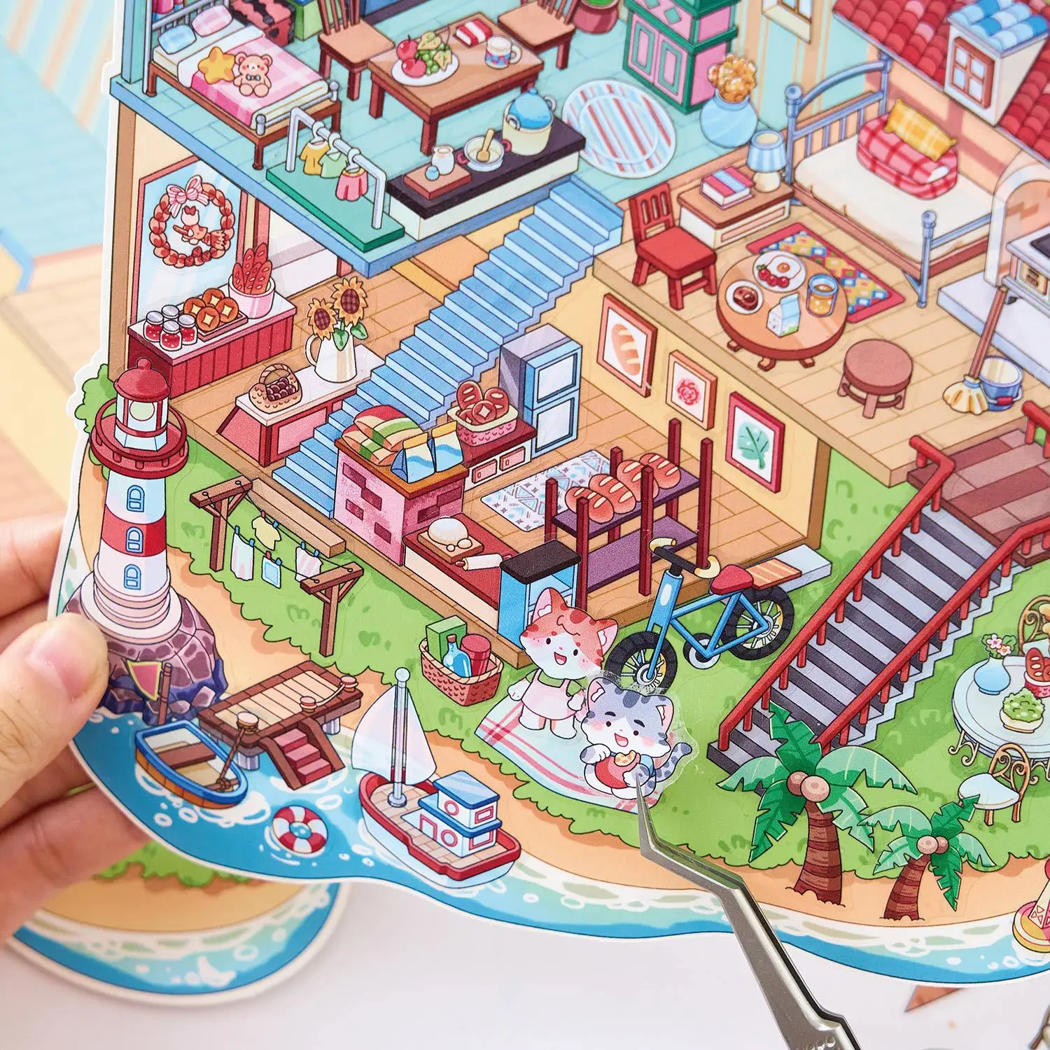 Plus Size Kawaii 3D Fantasy Life Cartoon Miniature Scene Stickers DIY Game Scrapbooking Stickers student Festival Gifts