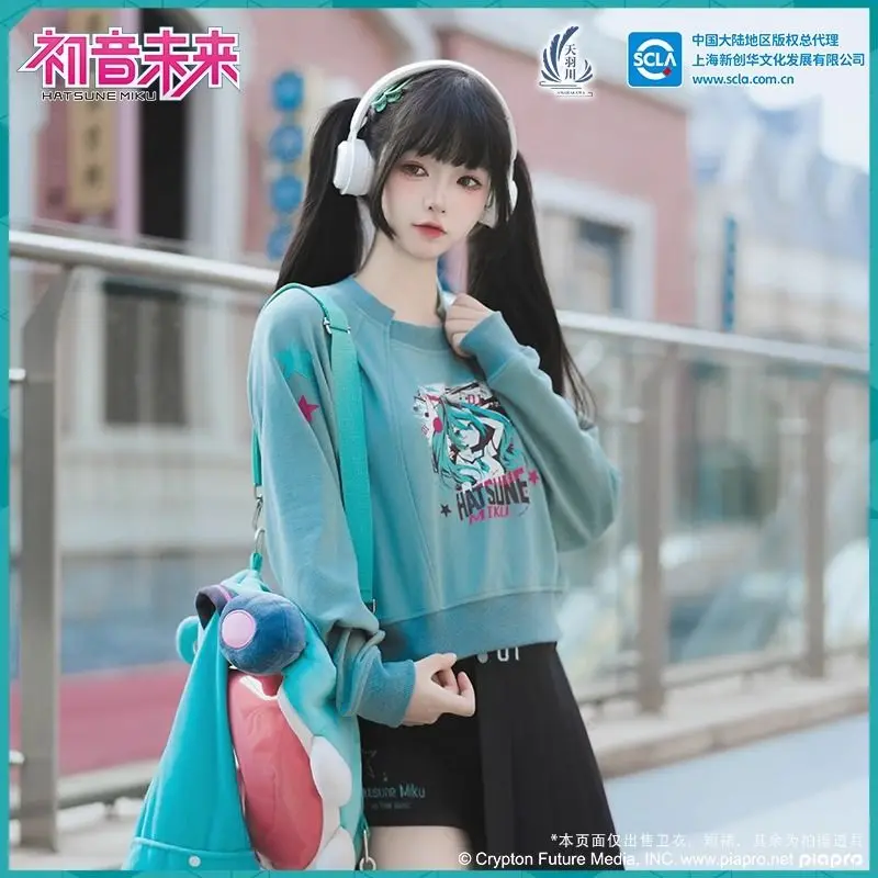 Original Miku Hooded Sweatshirt for Men Women Long Sleeve T-Shirt Pleated Skirt Vocaloid Cosplay Costume Casual  Clothing gift